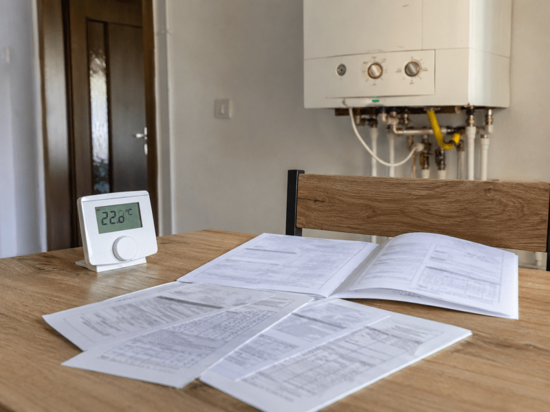 Termostat și documente pentru verificarea centralei și instalației de gaze