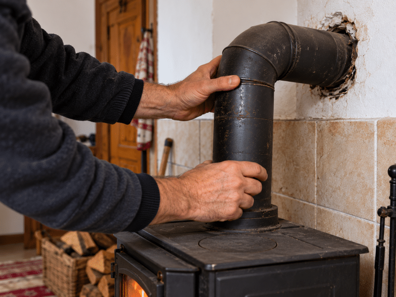 Verificarea burlanului și a îmbinărilor unei sobe înainte de primul foc